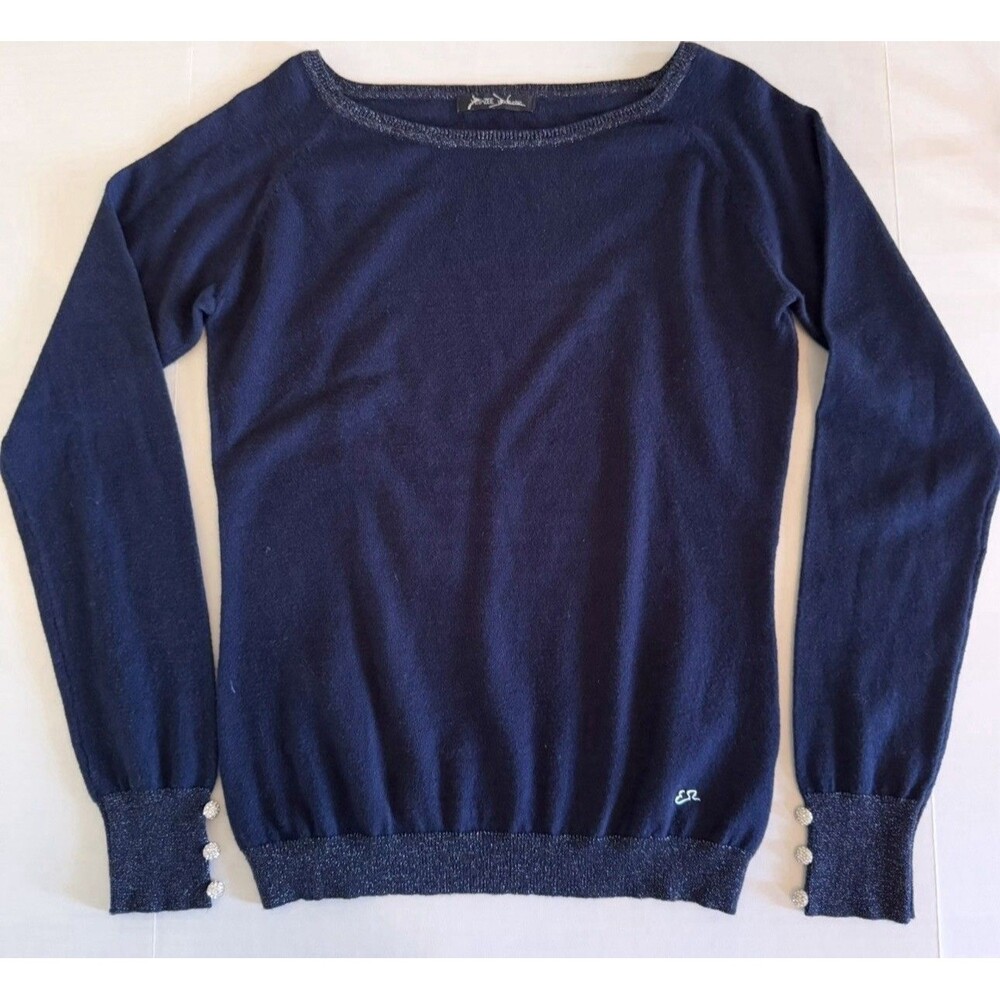 YES ZEE Navy Blue Women's Fine Knit Crew Neck Sweater Size M (Bx 3)